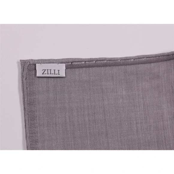 Zilli Gray Cotton Hand Rolled Made in France Pocket Square 18" x 18" - Picture 5 of 6